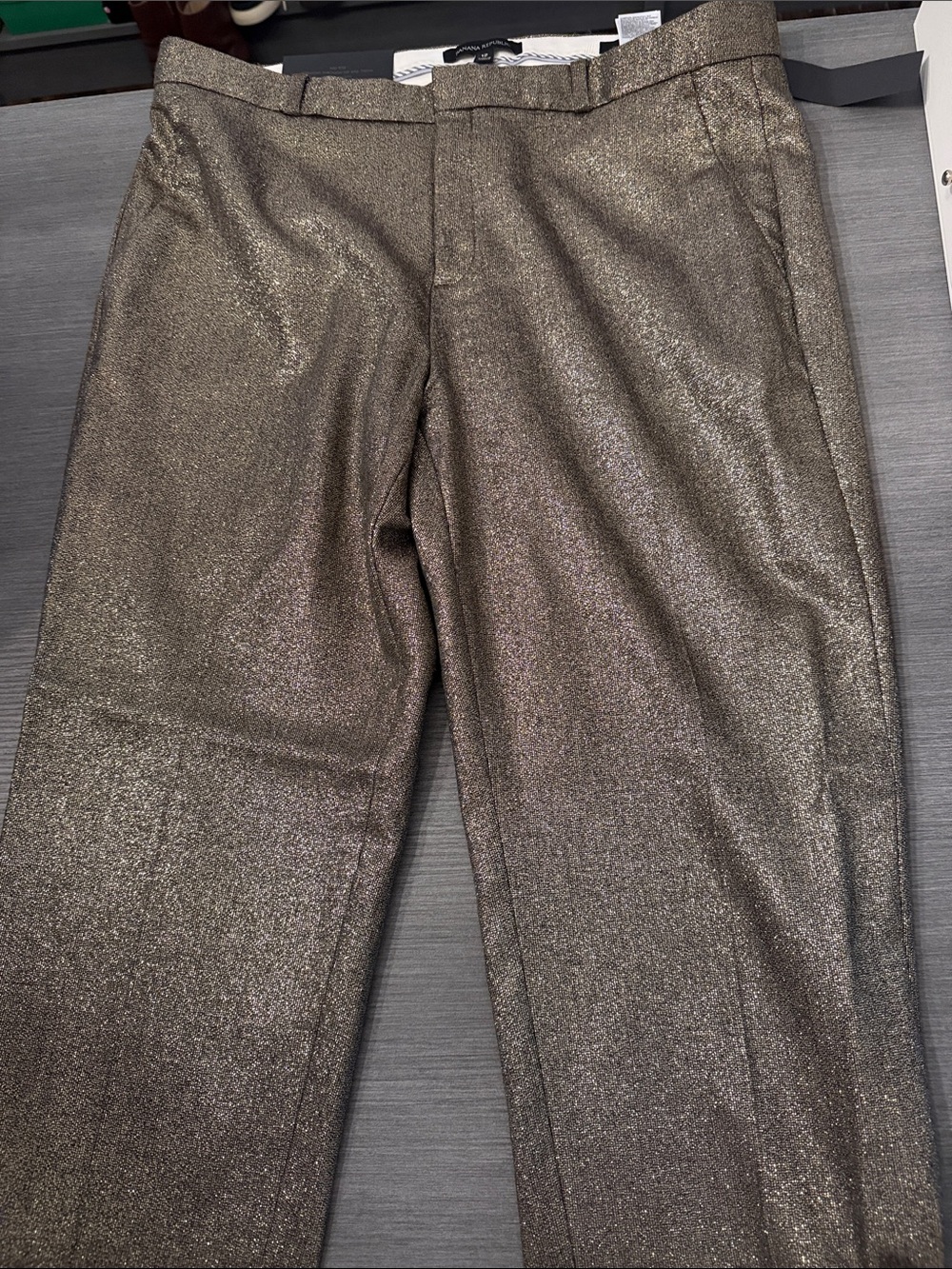 Banana Republic Metallic Brown Straight-Leg Pants